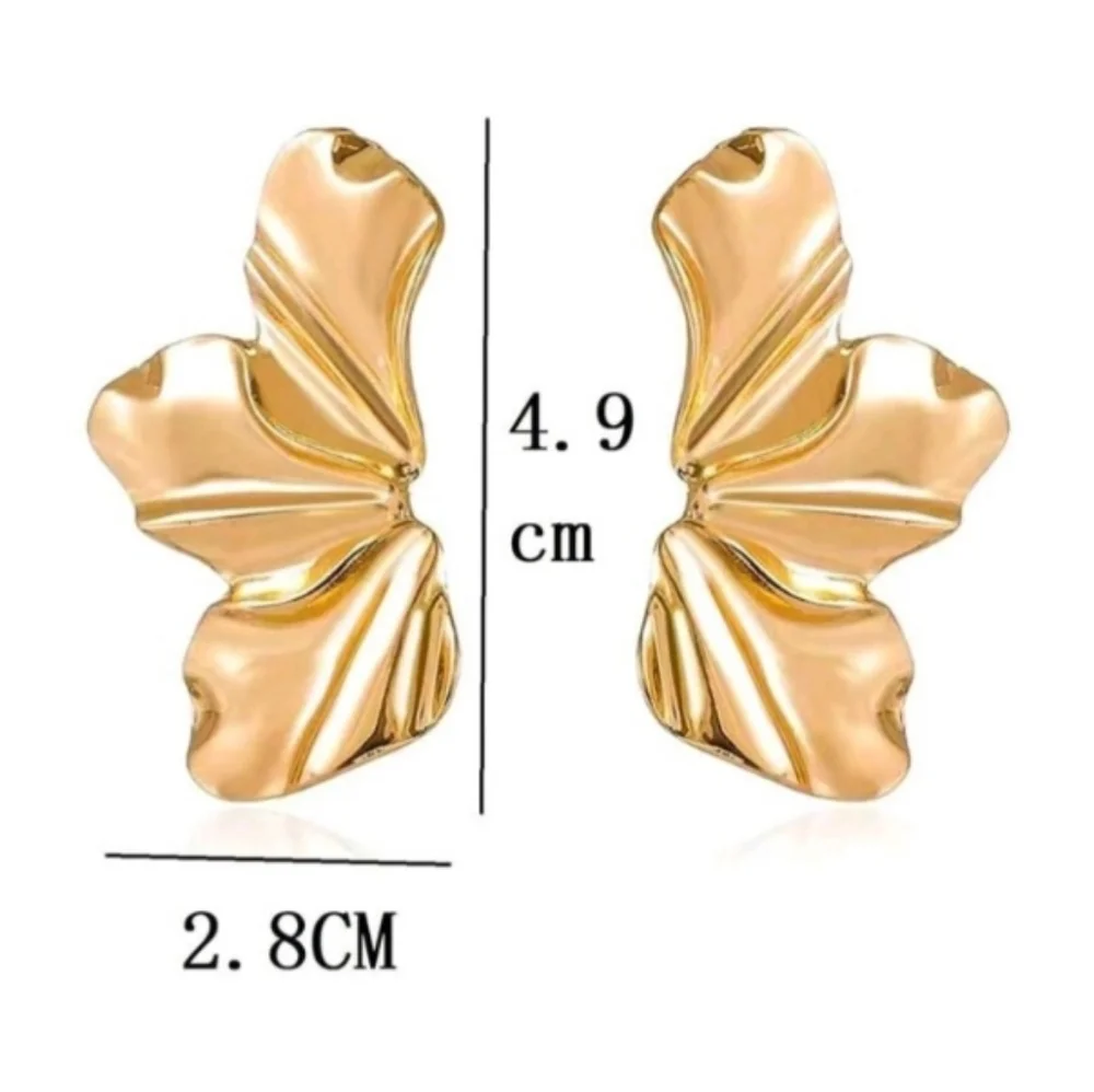 Anthropologie Molten Minimalist Asymetrical Floral Gold Earrings - Picture 3 of 5